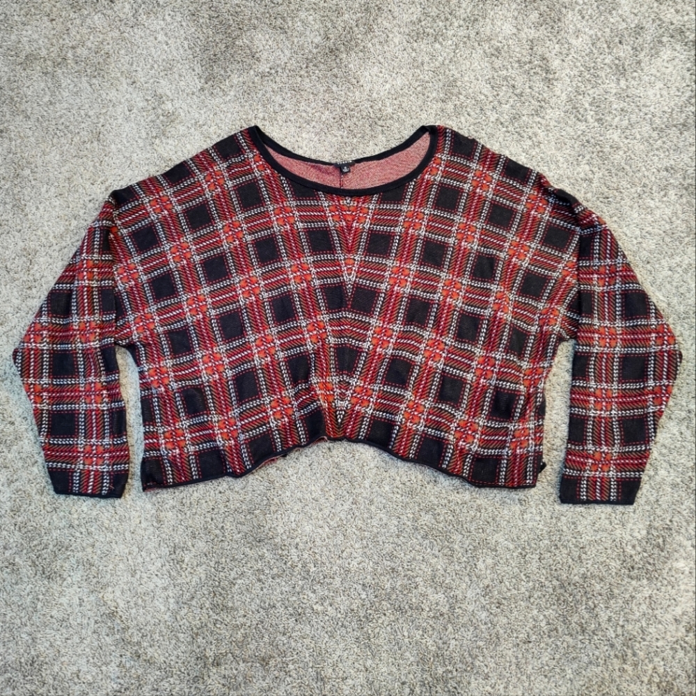 Torrid Plaid Cropped Long Sleeve Sweater